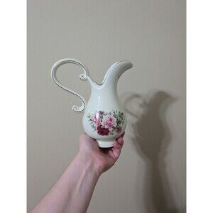 Victorian Formalities Pitcher‎ Red/Pink Floral Rose With Gold Trim